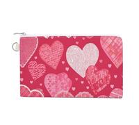 Borsa a portafoglio in tela, portamonete con stampa a cuore rosso di San Valentino, borsa per cambio cerniera, piccola borsa cosmetica