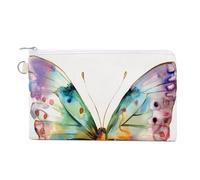 Borsa a portafoglio in tela, portamonete con stampa a farfalla ad acquerello, borsa per cambio cerniera, piccola borsa cosmetica