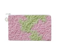 Borsa a portafoglio in tela, portamonete con stampa a trama colorata rosa e verde, portamonete con cerniera, piccola borsa per cosmetici