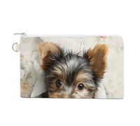 Borsa a portafoglio in tela, portamonete con stampa cucciolo di Yorkshire Terrier, portamonete con cerniera, piccola borsa per cosmetici