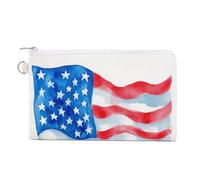 Borsa a portafoglio in tela, portamonete con stampa di bandiera americana ad acquerello, borsa per cambio cerniera, piccola borsa cosmetica