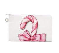 Borsa a portafoglio in tela, portamonete con stampa di bastoncini di zucchero rosa, borsa per cambio cerniera, piccola borsa cosmetica