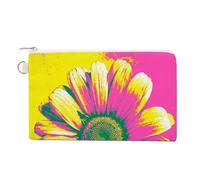 Borsa a portafoglio in tela, portamonete con stampa di fiori di camomilla colorata, borsa per cambio cerniera, piccola borsa cosmetica