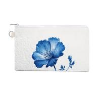 Borsa a portafoglio in tela, portamonete con stampa di fiori selvatici blu, borsa per cambio cerniera, piccola borsa cosmetica
