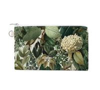 Borsa a portafoglio in tela, portamonete con stampa di foglie botaniche verdi, borsa per cambio cerniera, piccola borsa cosmetica