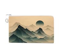 Borsa a portafoglio in tela, portamonete con stampa di forme di montagna con linee verdi, borsa per cambio cerniera, piccola borsa cosmetica