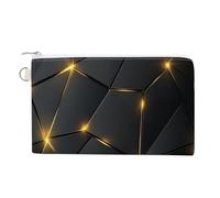 Borsa a portafoglio in tela, portamonete con stampa di forme triangolari nere e dorate, borsa per cambio cerniera, piccola borsa cosmetica