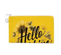 Borsa a portafoglio in tela, portamonete con stampa di girasole Hello Sunshine, borsa per cambio cerniera, piccola borsa cosmetica