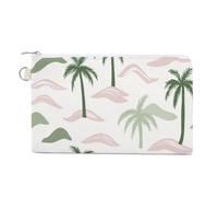 Borsa a portafoglio in tela, portamonete con stampa di palme e piccole isole, borsa per cambio cerniera, piccola borsa cosmetica