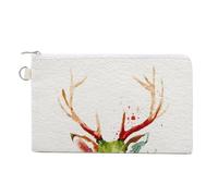 Borsa a portafoglio in tela, portamonete con stampa di testa di renna natalizia, borsa per cambio cerniera, piccola borsa cosmetica