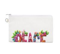 Borsa a portafoglio in tela, portamonete con stampa di testo pace e fiori, borsa per cambio cerniera, piccola borsa cosmetica