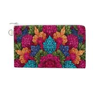 Borsa a portafoglio in tela, portamonete con stampa floreale intricata colorata con motivo mandala, verde, rosso, blu, con cerniera, piccola borsa per cosmetici