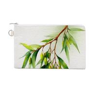 Borsa a portafoglio in tela, portamonete con stampa foglie di un albero sempreverde, borsa per cambio cerniera, piccola borsa cosmetica