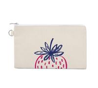 Borsa a portafoglio in tela, portamonete con stampa fragola rosa singola, borsa per cambio cerniera, piccola borsa cosmetica