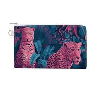 Borsa a portafoglio in tela, portamonete con stampa leopardi rosa della giungla, borsa per cambio cerniera, piccola borsa cosmetica