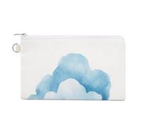 Borsa a portafoglio in tela, portamonete con stampa minimalista semplice e nuvola blu, borsa per cambio cerniera, piccola borsa cosmetica