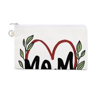 Borsa a portafoglio in tela, portamonete con stampa "Mom is the heart of the family", portamonete con cerniera, piccola borsa per cosmetici