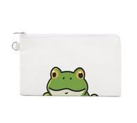 Borsa a portafoglio in tela, portamonete con stampa semplice a forma di rana, borsa per cambio cerniera, piccola borsa cosmetica