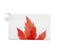 Borsa a portafoglio in tela, portamonete con stampa semplice foglia d'acero rossa, borsa per cambio cerniera, piccola borsa cosmetica