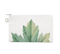 Borsa a portafoglio in tela, portamonete con stampa verde salvia con foglia d'acero autunnale, borsa per cambio con cerniera, piccola borsa per cosmetici