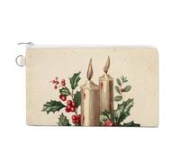 Borsa a portafoglio in tela, portamonete con stampa vittoriana con candela natalizia vintage, borsa per cambio cerniera, piccola borsa cosmetica
