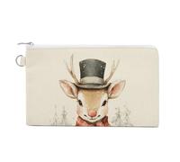 Borsa a portafoglio in tela, portamonete vintage con stampa di renna natalizia e scritta "Let It Snow", portamonete con cerniera, piccola borsa per cosmetici