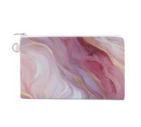 Borsa a portafoglio in tela, texture marmo rosa pastello con stampa a vortici, portamonete con cerniera, piccola borsa per cosmetici