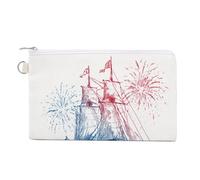 Borsa a portafoglio in tela, veliero con la borsa della moneta della stampa della bandiera americana, borsa del cambio della cerniera, piccola borsa cosmetica
