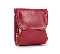 Borsa a portafoglio in vera pelle bovina piccola pochette a mano porta carte chiave rossetto auricolare custodia per le donne, Rosso, Taglia unica