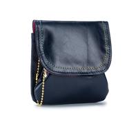 Borsa a portafoglio in vera pelle bovina piccola pochette a mano porta carte chiave rossetto auricolare custodia per le donne, Blu scuro, Taglia unica