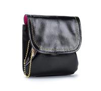 Borsa a portafoglio in vera pelle bovina piccola pochette a mano porta carte chiave rossetto auricolare custodia per le donne, Nero , Taglia unica