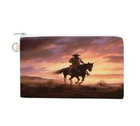 Borsa a portafoglio, portamonete con stampa Cowboy West, borsa in tela con cerniera, piccola borsa per cosmetici, portafoglio portatile, stile, taglia unica, moderno