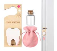 Borsa a portata di dente, gancio per porte da dente con busta di velluto, container del ricordo dei denti con slot di denaro, per i denti perduti i denti incoraggiano il regalo