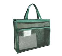 Borsa a rete con chiusura lampo, 17 x 13 x 4,4 pollici | Organizzatore A3 cancellare con maniglia per il trasporto, peso leggero per documenti scolastici, forniture OFIC, puzzle, verde, Se référer au