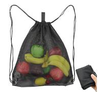 Borsa a Rete Con Coulisse - Sacca da Spiaggia, Palestra, Zaino Impilabile, Sportiva per Uomini, Donne, Ragazzi - Nuoto, Immersioni, Viaggi, Calcio - Nero