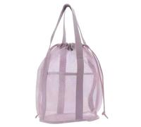 Borsa a rete da spiaggia, Borsa da spiaggia per bambini Tote con coulisse pieghevole, Giocattolo con 2 tasche frontali Borse a rete per piscina per giocattoli Asciugamano Infradito, Viola chiaro