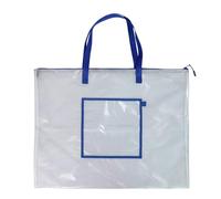 Borsa a rete trasparente con cerniera per poster, forniture artistiche, progetti impermeabili, per artisti, studenti, bambini, riunioni, materiali organizzatori, Blu
