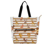 Borsa a righe bianche e marroni con leone per ragazzi e ragazze, borsa tote gotica impermeabile con cerniera per scuola, lavoro, viaggi, forniture scolastiche arcobaleno