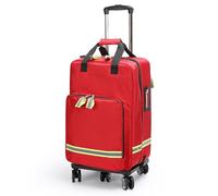 Borsa a rullo impermeabile con ruote, carrello staccabile e strisce riflettenti, borsa trauma di emergenza medica per visite domestiche, ospizi e professionisti medici, Rosso A