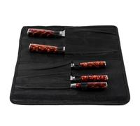 Borsa a rullo nera con 5 tasche, borsa portatile da cucina per mannaia, chef e piccoli taglierini, organizer per utensili da affilatura, tessuto di nylon Oxford, 385 x 365 mm, per utensili da cucina e