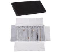 Borsa a Rullo per Organizer per Gioielli, Rotolo Pieghevole per Gioielliere Grande Capacità e Pratico Portatile,per Più Collane, Braccialetti,Grigio,Flannel