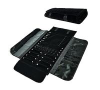 Borsa a Rullo per Organizer per Gioielli, Rotolo Pieghevole per Gioielliere Grande Capacità e Pratico Portatile,per Più Collane, Braccialetti (Flannel, Black1)