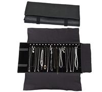Borsa a Rullo per Organizer per Gioielli, Rotolo Pieghevole per Gioielliere Grande Capacità e Pratico Portatile,per Più Collane, Braccialetti,Nero,PU
