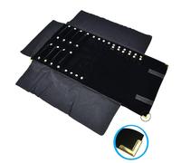 Borsa a Rullo per Organizer per Gioielli, Rotolo Pieghevole per Gioielliere Grande Capacità e Pratico Portatile,per Più Collane, Braccialetti (Flannel, Black2)1