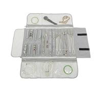 Borsa a Rullo per Organizer per Gioielli, Rotolo Pieghevole per Gioielliere Grande Capacità e Pratico Portatile,per Più Collane, Braccialetti (Flannel, Gray`)