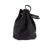 Borsa a sacchetto in pelle, grande, nera, modello vichingo/medievale