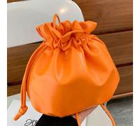 Borsa a secchiello arancione dolce con arricciature e laccio, borsa a tracolla piccola con texture soffice come una nuvola, borsa a tracolla versatile casual e da uscita per ragazze Tagli UnicaHallowe