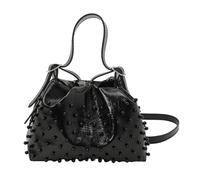 Borsa a secchiello con coulisse in pelle PU, borsa sotto le braccia con tracolla, piccola capacità per donne e ragazze