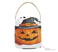 Borsa a secchiello con motivo zucca di Halloween, cappello autunnale, con fori, borsa per uncinetto da viaggio