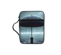 Borsa a secchiello con ombrello nero sotto la pioggia con manici, organizer resistente all'acqua per viaggi in chiesa, portapenne, tasca per tablet, diario